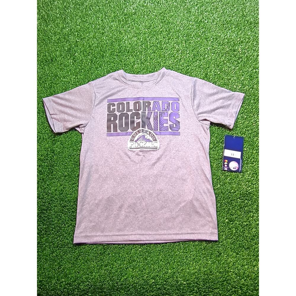 NWT MLB Colorado Rockies Youth XS Gray Polyester T-Shirt
